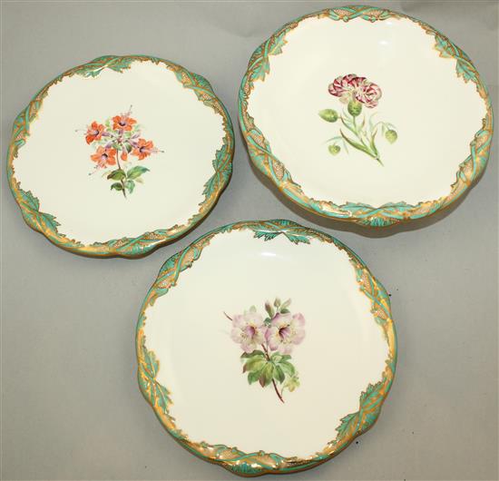A mid 19th century Davenport part dessert service, 25cm x 15cm, plates 22.5cm